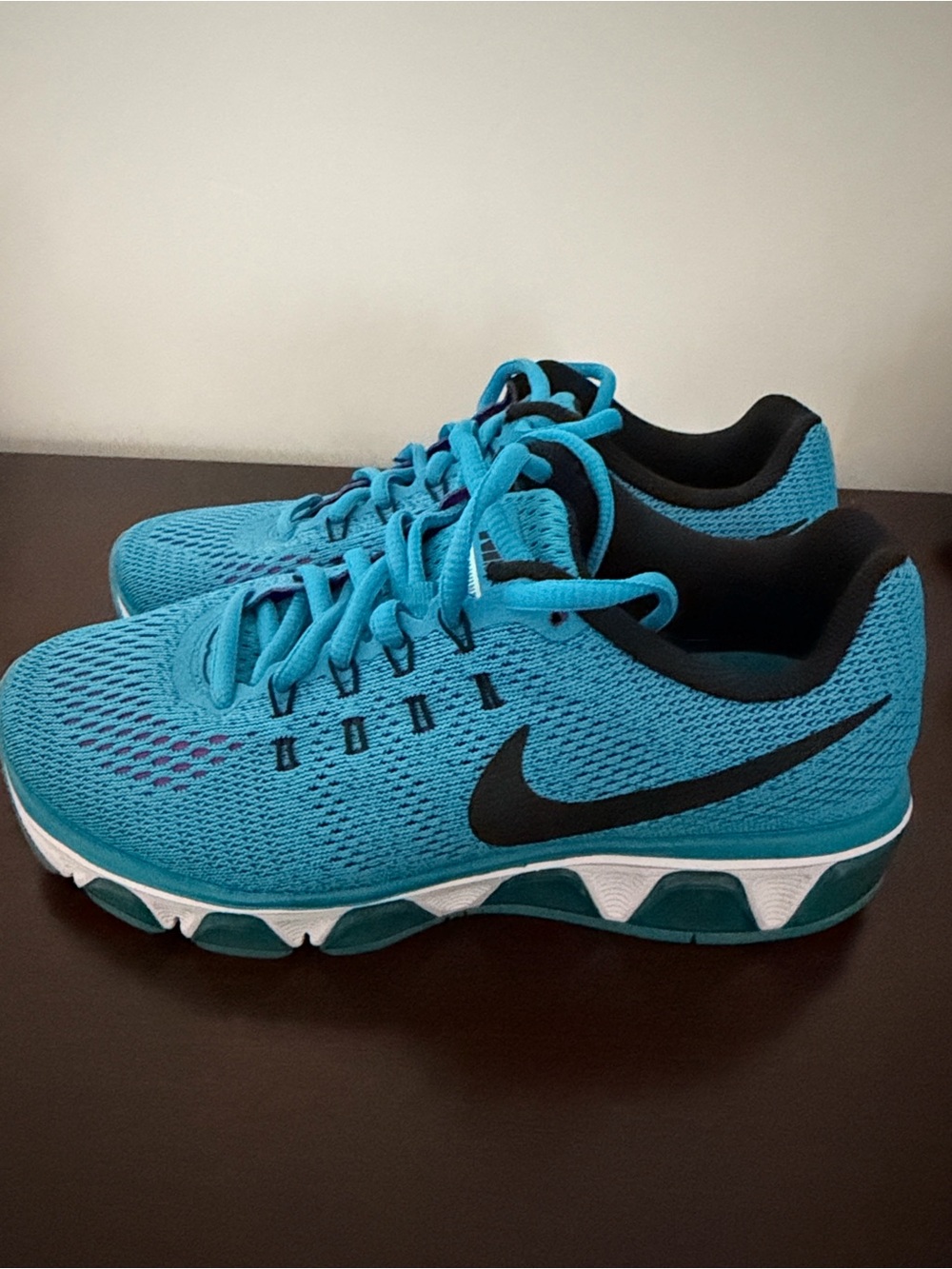 Nike Teal Blue Running Shoes with Black Swoosh